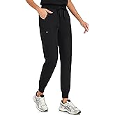 VECARDI Scrub Pants for Women Four Way Stretch Joggers High Rise Zipper Cargo Pants with 5 Pockets