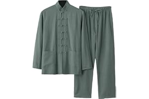 Long Sleeve Cotton Blend Tai Chi Suit for Men, Comfortable Traditional Uniform for Kung Fu, Morning Exercise