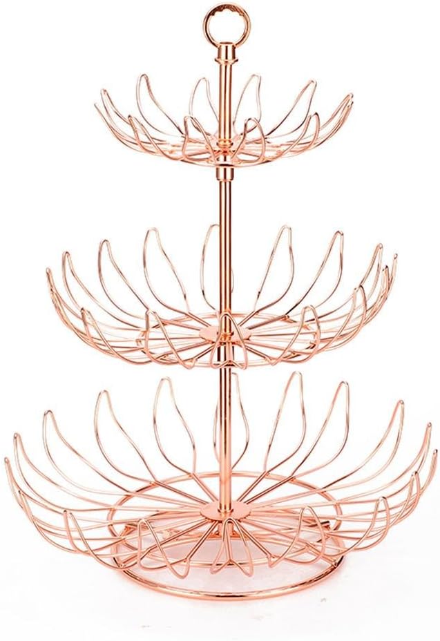 GAOFANG® 3-Tier Fruit Basket Drain Fruit Bowl Multifunction Candy Box European Style Fruit Dish, Rose gold