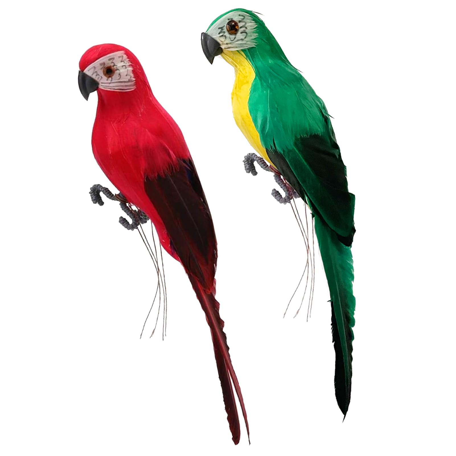 Photo 1 of 2PCS Artificial Parrot Life Size Foam Feather Parrot Macaw Birds for Decoration Costume Shoulder Ornament Modern Home Garden Party Decor (Red Green 2PCS)
