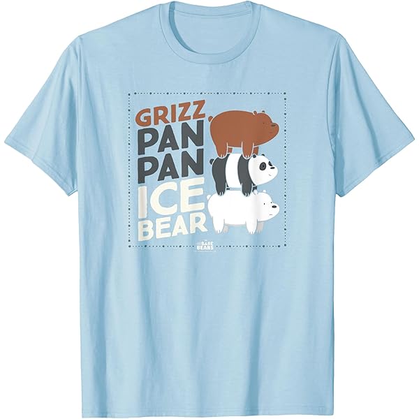 【 PROJECT】25SS★ Ice cream Bear T-shirt Amazon.com: We Bare Bears Grizz Pan Pan Ice Bear T-Shirt