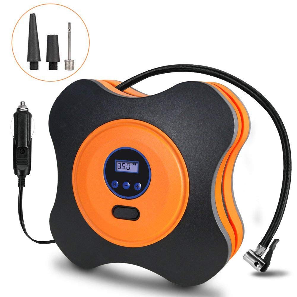 CNIKESIN Portable Tire Inflator Car Air Compressor Pump, Auto Digital Tyre Inflator with Pressure Gauge 12V 150 Psi for Cars, Trucks, Bicycles, Basketballs, Air Boats 