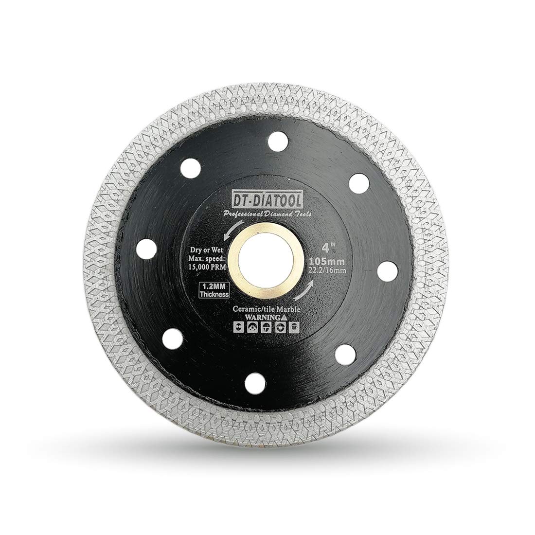 DT-DIATOOL Diamond Disc 4 Inch / 105mm Cutting Disc with X Mesh Turbo for Porcelain Tile Marble Ceramic Granite