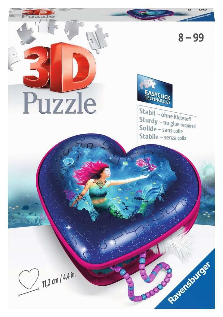 Ravensburger Mermaid Heart Shaped 3D Jigsaw Puzzle for Kids Age 8 Years Up - 54 Pieces - No Glue Required