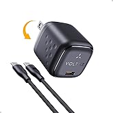 USB C Charger, VOLTME 30W GaN III Foldable Charger with 3.3FT USB Cable (3A), Mini Charger Block Compatible with iPhone 16/15