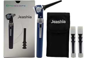 Jeashia Pocket Veterinary LED Otoscope - Pet Ear Scope with Light for Dogs & Cats, 6 Disposable Tips (4/6/9mm), Portable Ear Infection Detector (Blue)
