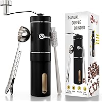 Wakeup! Manual Coffee Grinder with Scoop & Brush - Stainless Steel Turkish Bean Crusher with Ceramic Burr - Adjustable…