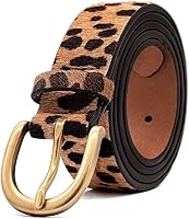 Womens Leopard Print Leather Belt for Jeans Belt with Alloy Buckle by LOKLIK