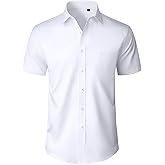 Alimens & Gentle Mens Short Sleeve Dress Shirt Wrinkle Free Wedding Business Casual Summer Button Down Shirt with Pocket