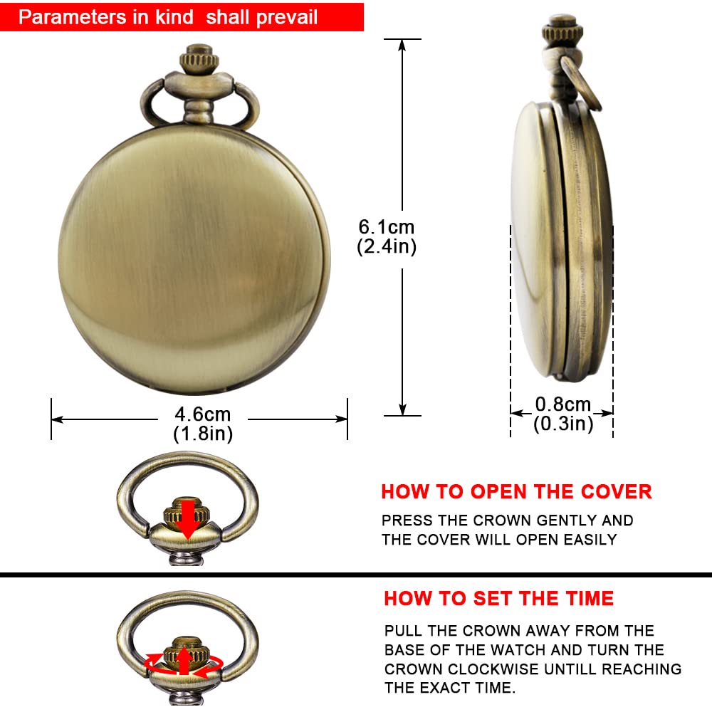 Tiong Smooth Pocket Watch,Personalized Pocket Watch,Customized Watches for Men,Engraved Pocket Watches for Father‘s Day with Chain