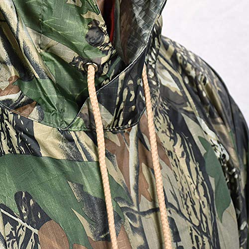 LOOGU Leichter wasserdichter Regenponcho mit Kapuze Camouflage Design Ripstop Mehrzweck Regenmantel für Männer und Frauen Regencape schnell trocknend wiederverwendbar Für Camping Angeln Jagd Events – Bild 7