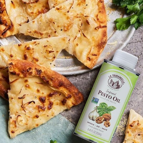 LA TOURANGELLE, PESTO INFUSED OIL, DRIZZLE ONTO PASTA AND SALADS, WHISK IN SEASONINGS FOR EASY DIPPING SAUCE, VINAIGRETTE, OR MARINADE, 8.45 FL OZ