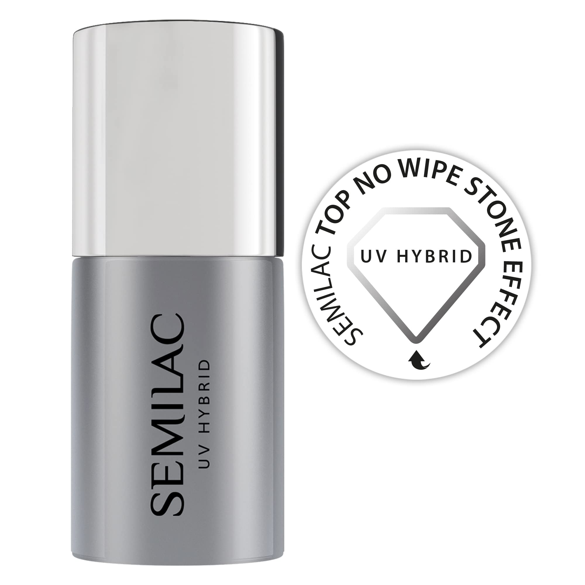 Semilac Top Coat No Wipe Stone Effect UV Gel Polish, Salon Quality Manicure Effective Long Lasting No Wipe Top Coat Gel Polish Crack Resistant Easy to Apply, 7ml