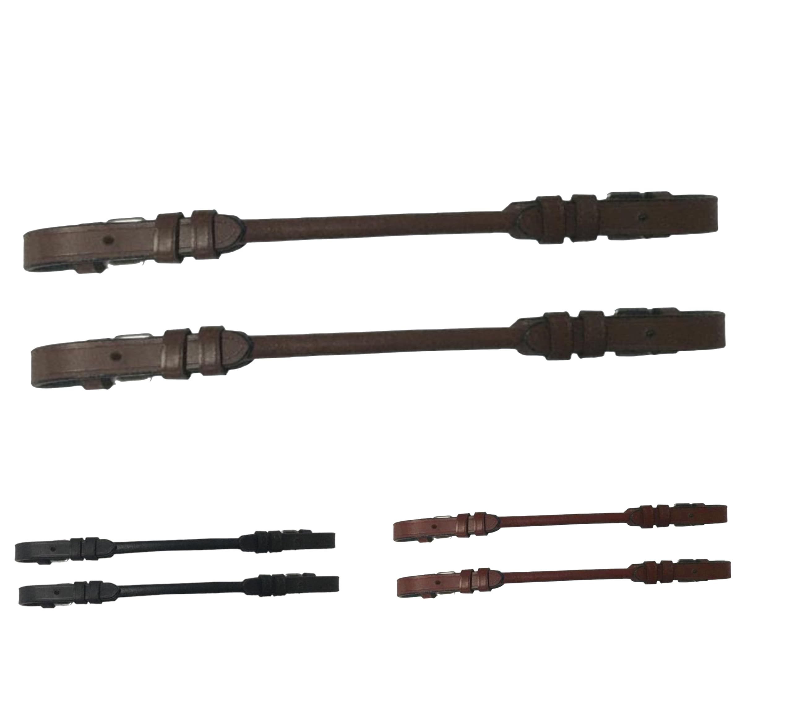 Majestic Ally Pair of Rolled Leather Buckeled Grab Strap for English Saddles, Hand Hold Strap for Safety When Riding Horse - Pack of 2 (Brown)