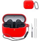 Case for Samsung Galaxy Buds 3 FE Earbuds,Soft Protective,BOVUGAC Silicone Case Cover with Keychain &amp; Cleaning Kit &amp; Lanyard for Samsung Galaxy Buds3 FE-Red
