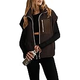 Dokotoo Womens Fleece Jacket Vest Sleeveless Fuzzy Sherpa Jackets Zip Up Oversized Casual Coats Fall Winter Womens Tops 2025