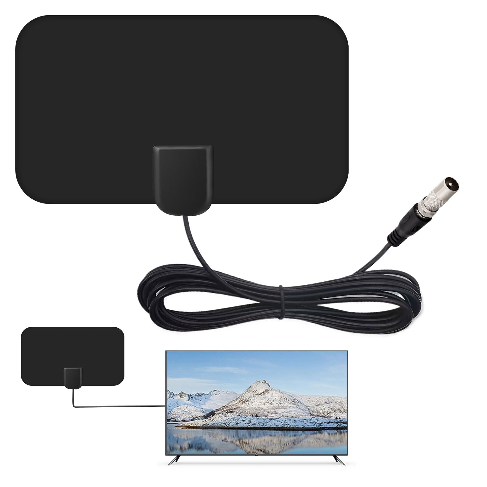 TV Aerial Indoor,1 PCS TV Aerial Booster,TV Digital Aerial,Portable Aerial for TV,50 Miles Digital 4K Hd Signal Stable Image Freeview for Local Channels Suitable indoor TV aerial With 14 FT Long Cable