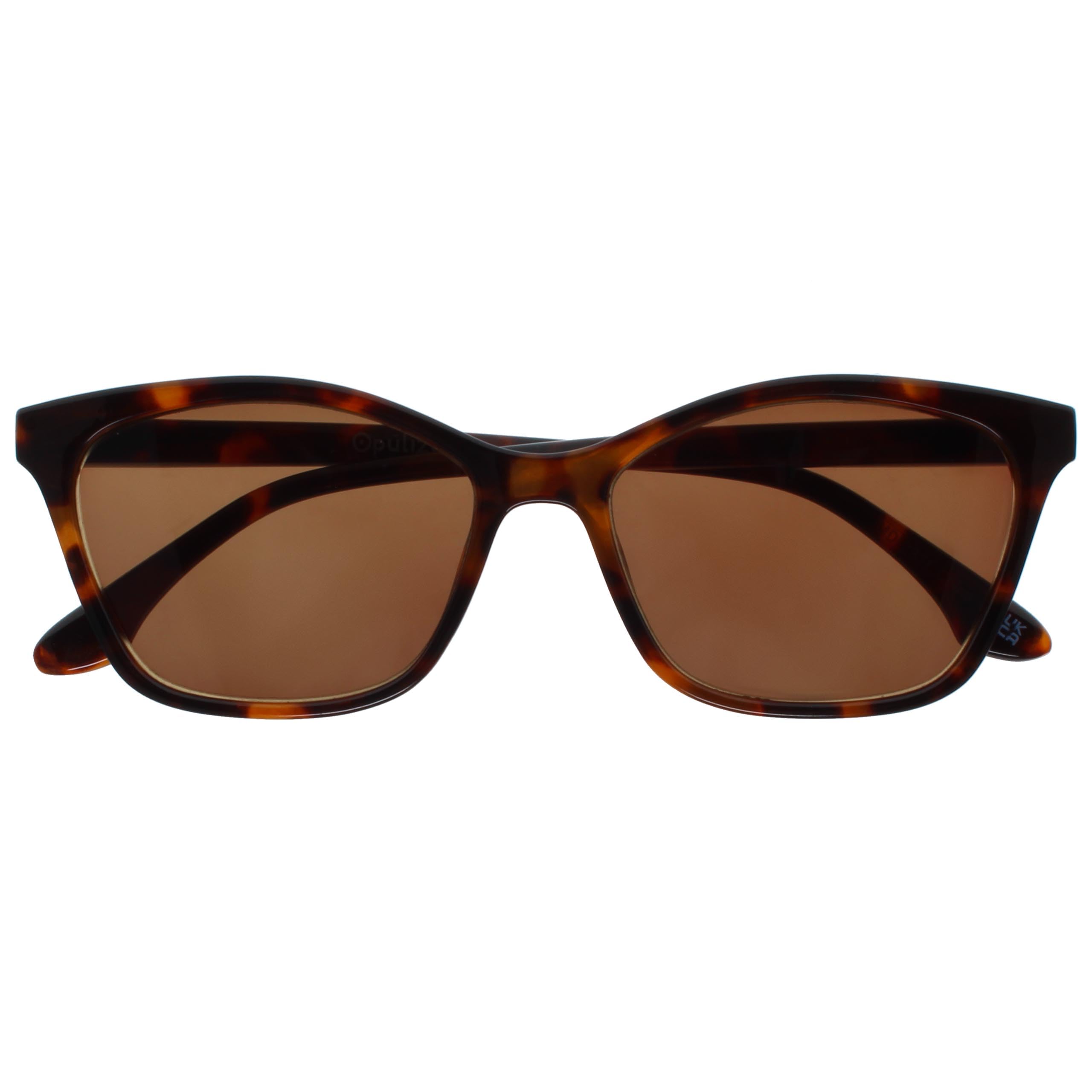 OPULIZE KAT Reading Sunglasses - Cat-Eye Frame - Brown Tortoiseshell - Men & Women - Spring Hinges - S59-2 - +2.50