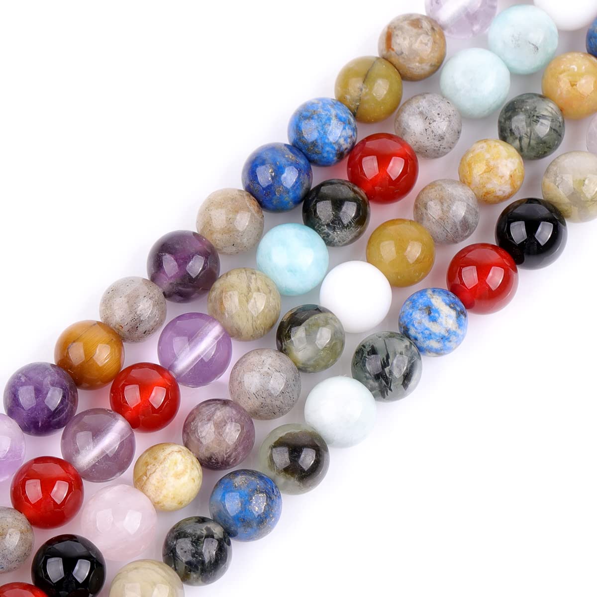 Natural Multicolor Mixed Stone Gemstone Semi Precious 6mm Round Beads for Jewellery Making Strand 15"