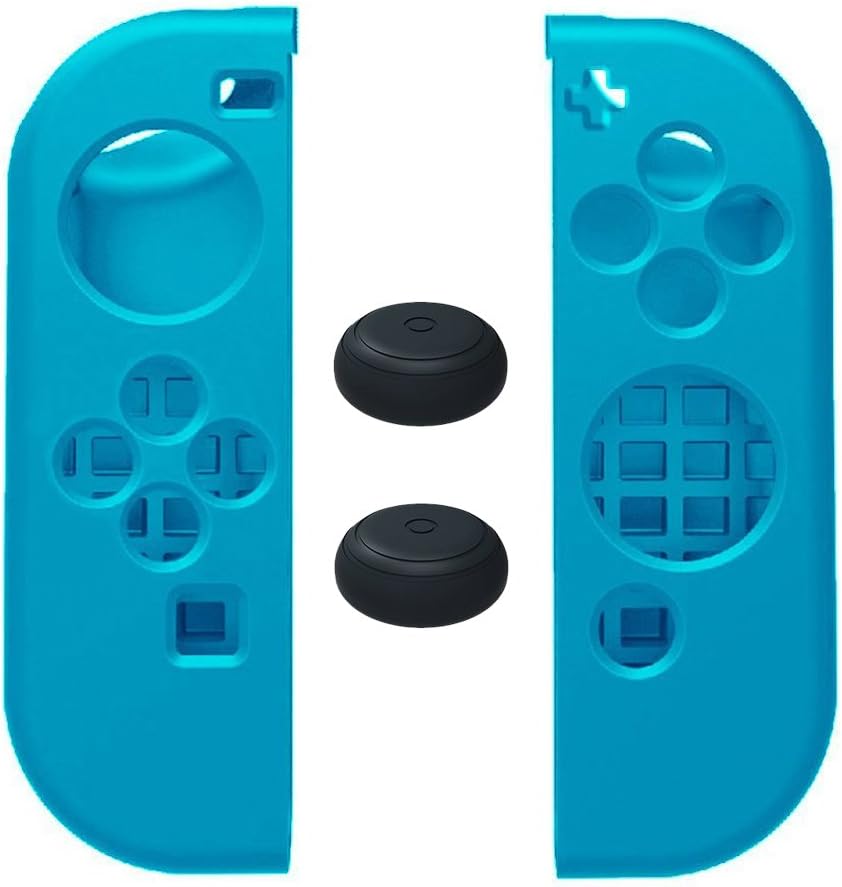 MAXKU Nintendo Switch Silicone Case, Soft Anti-slip Silicone Cover Skins Thumb Grips Caps Gel Guards for Nintendo Switch Joy-Con Controller (Blue)
