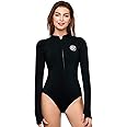 AXESEA Women's Wetsuit One Piece Shorty Wetsuit Eco Friendly Thermal Long Sleeve Front Zipper Diving Suit