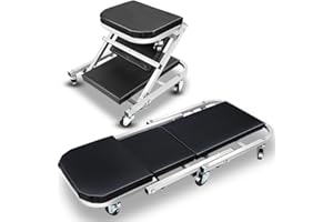 D SOLUTIONS Foldable Rolling 2-in-1 Z Creeper & Seat, 36" Low-Profile Roller Mechanics Under Car Chair 330 LBS Weight Capacity Garage Roller Creeper with 6 Swivel Casters