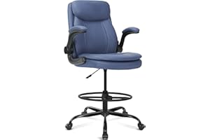 Misolant Tall Office Chair, Drafting Chair for Standing Desk, High Desk Chair with Adjustable Height and Flip-up Arm, Leather Office Drafting Chair, High Office Chair for Counter Height Desk
