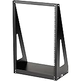 StarTech.com 2-Post 16U Heavy-Duty Desktop Server Rack, Small Open Frame 19in Computer Rack, Compact Network Rack for AV / Studio / Data / IT Equipment, Two-Post Home/Office Rack, TAA (2POSTRACK16)