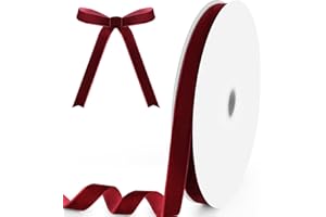 KMER LIFE 5/8" Wide x 25 Yards Velvet Ribbon, Vintage Single Face Velvet Ribbons for Gift Wrapping, Christmas Wrapping Bows, Wedding Decor, Sewing and More (Burgundy)