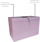 Cathedral A4+ Steel File Box Pastel Pink with 5 Suspension Files UK Brand view 4