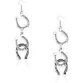 Wrangler Western Drop Dangle Earrings for Women Cowgirl Horseshoe Concho Dangling Country Rustic Jewelry