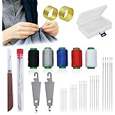 Chin.Chic 37PCS Big Eye Steel Sewing Needles Kit with Threader, Steel Needles for Hand Sewing, Long & Thin Quilting Needles, DIY Needle Repair Kit for Household Craft (37pcs)​
