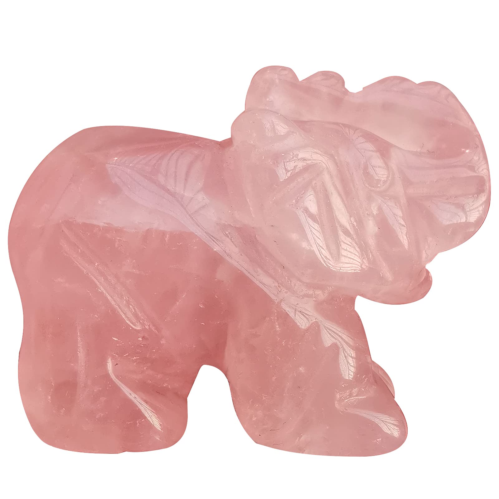 Lovionus89 Small Handcarved Elephant Crystal Statue, Home Office Guardian Animal Sculpture Decor 1.5 Inches,Rose Quartz