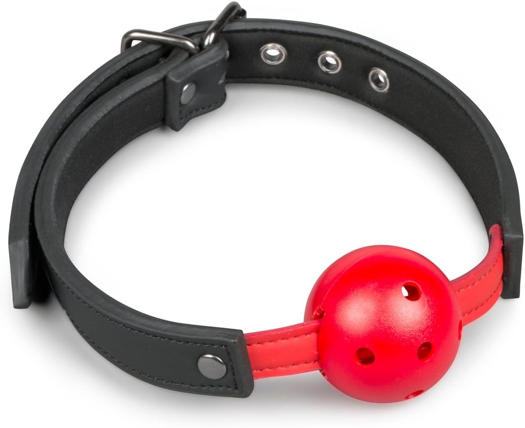 Easytoys Fetish Collection Domination Toys Red Ball Gag with PVC Ball, Mouth Ball Gags