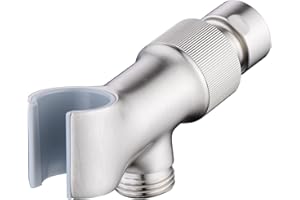 SONTIY Metal Shower Head Holder for Hand Held Showerhead, Adjustable Shower Arm Mount for Connecting Shower Arm and Shower Hose, Shower Arm Adapter Wand Bracket with Swivel Ball Connector (Brushed Nickel)