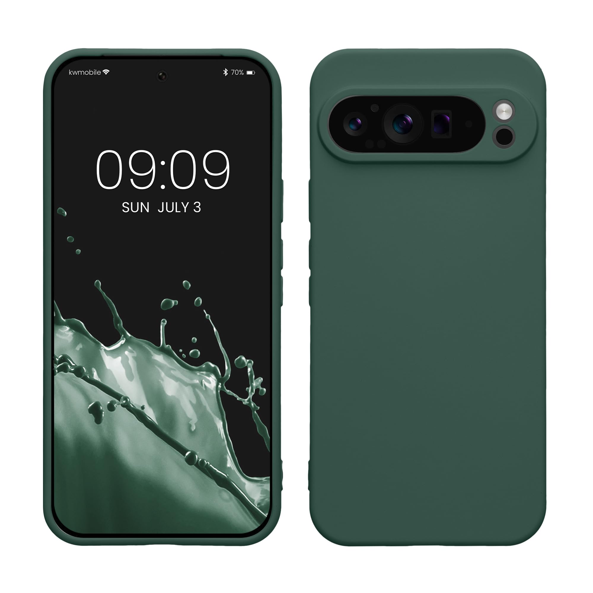 kwmobile Case Compatible with Google Pixel 9 Pro XL Case - Protective Slim TPU Cover with Soft Matte Finish - Moss Green