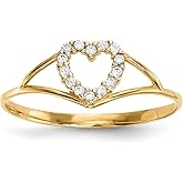 14K Yellow Gold CZ Cubic Zirconia Heart Ring