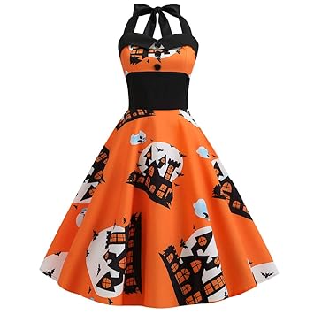 orange rockabilly dress