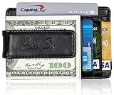 RFID Genuine Leather Slim Wallet - Magnetic Money Clip Holds 3-5 Bills Only