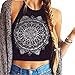 Lisingtool Women's Print Sleeveless Halterneck Tank Crop Tops Vest Blouse T-Shirt