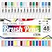 Bianyo Watercolor Marker Set - Brush & Super Fine Tip - Colored Fineliner Pen For Scrapbooking, Coloring, Drawing, DIY, Set of 48