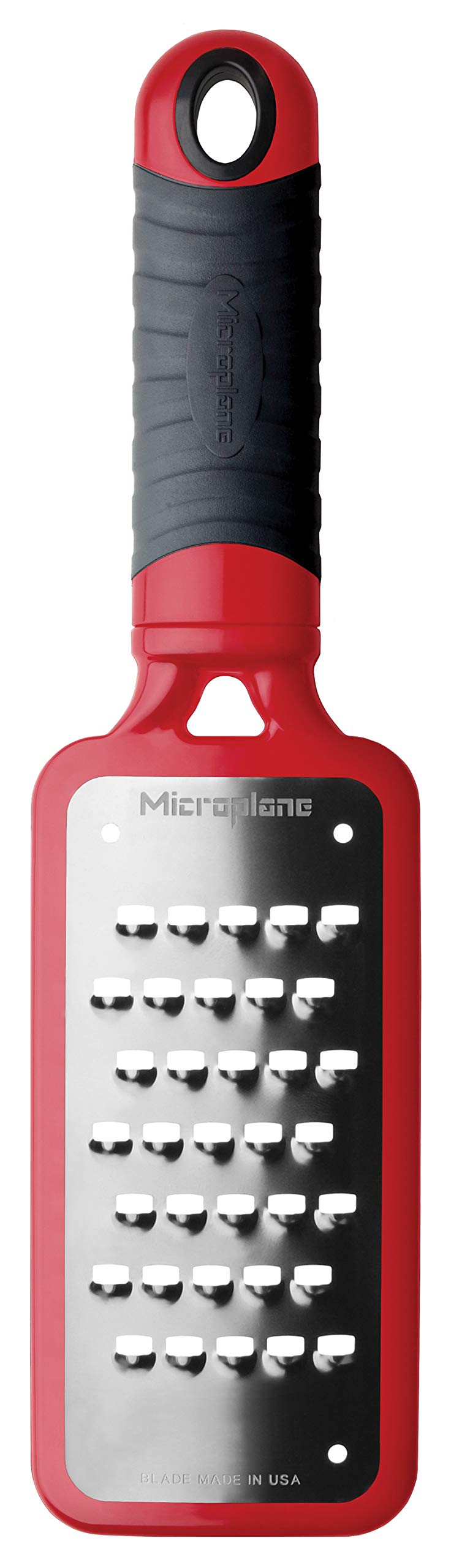 Microplane Kitchen Grater Extra coarse for Potato, Zucchini, Carrot, Apple, Cabbage and Cheese from The Home Series in Red & Stainless Steel