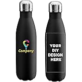Personalized Custom Water Bottles 17oz Stainless Steel Double Wall Insulated Leakproof Cups for Sports Outdoors With Colorful Text Logo Print in USA
