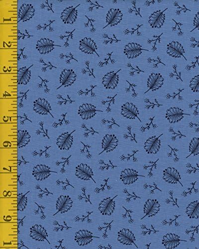 Premium Cotton Fabric - Windham Fabrics Rhapsody in Blue 42132-2 Fan Leaf - Med. Blue