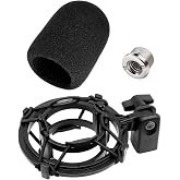 AT2020 Microphone Shock Mount with Pop Filter, Custom Built for AT2020 Mic | Pop Filter &amp; Anti-Vibration Suspension, Holder Clip, Fits Audio technica AT2020USB+/AT2035/ATR2050/AT3035/AT3060 for Studio