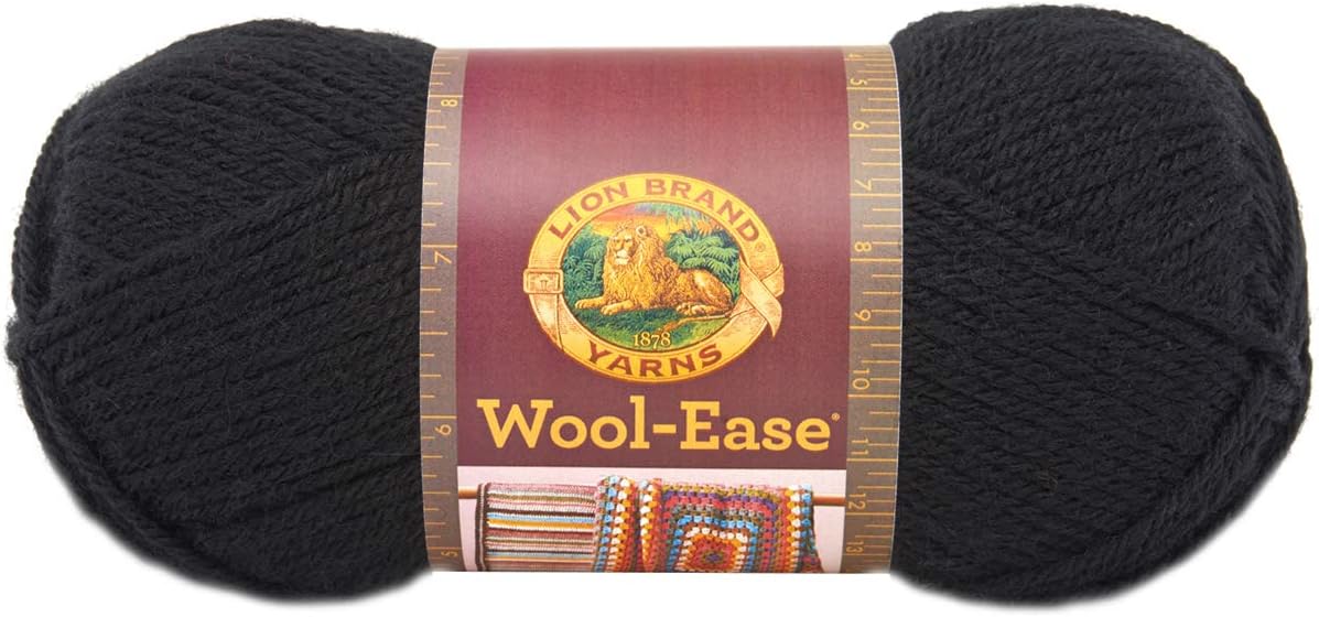 Lion Brand Yarn Wool-Ease, Soft, Worsted Weight Wool Blend Yarn for Knitting Crochet, and Crafts, Black, 1 Pack - Image 3