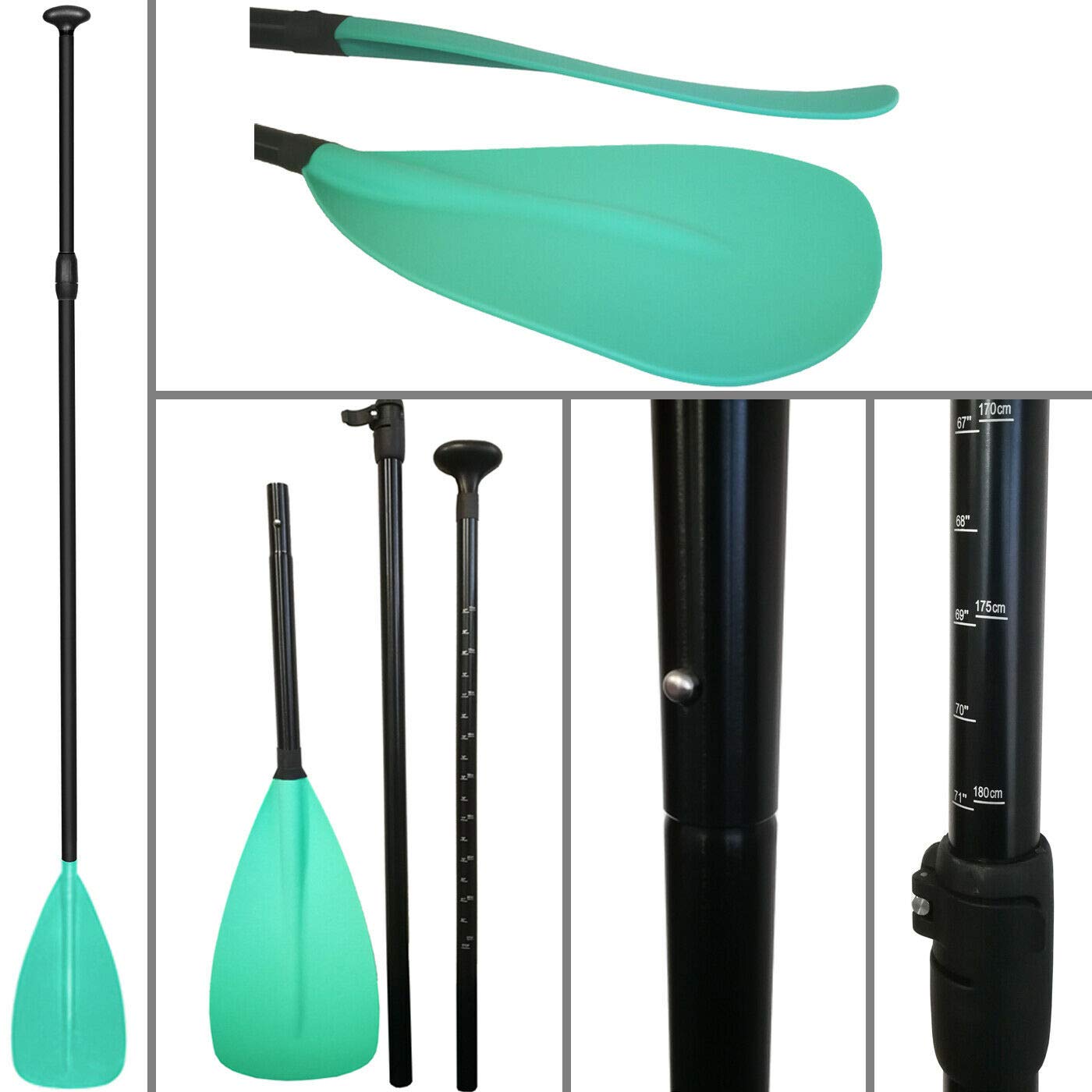 EXPLORER Stand Up Paddling Board Mint 300x76x15cm 115kg Komplettset mit Alu-Paddel, Rucksack, Pumpe, Finne und Flickenset 8