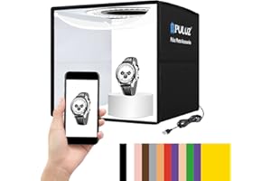 PULUZ 10x10 inch Photo Studio Light Box,Folding Portable Photography Tent Box Small Shooting lightbox CRI≥95 12 Colors Backdrops Mini Light Box Photography for Jewelry Watches Small Item Photography