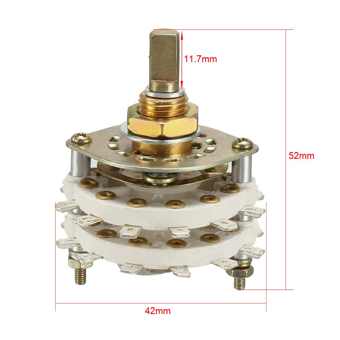 sourcing map 4P5T 4 Pole 5 Position 2 Deck Band Channel Rotary Switch Selector with Plastic Knob, Black - Image 3