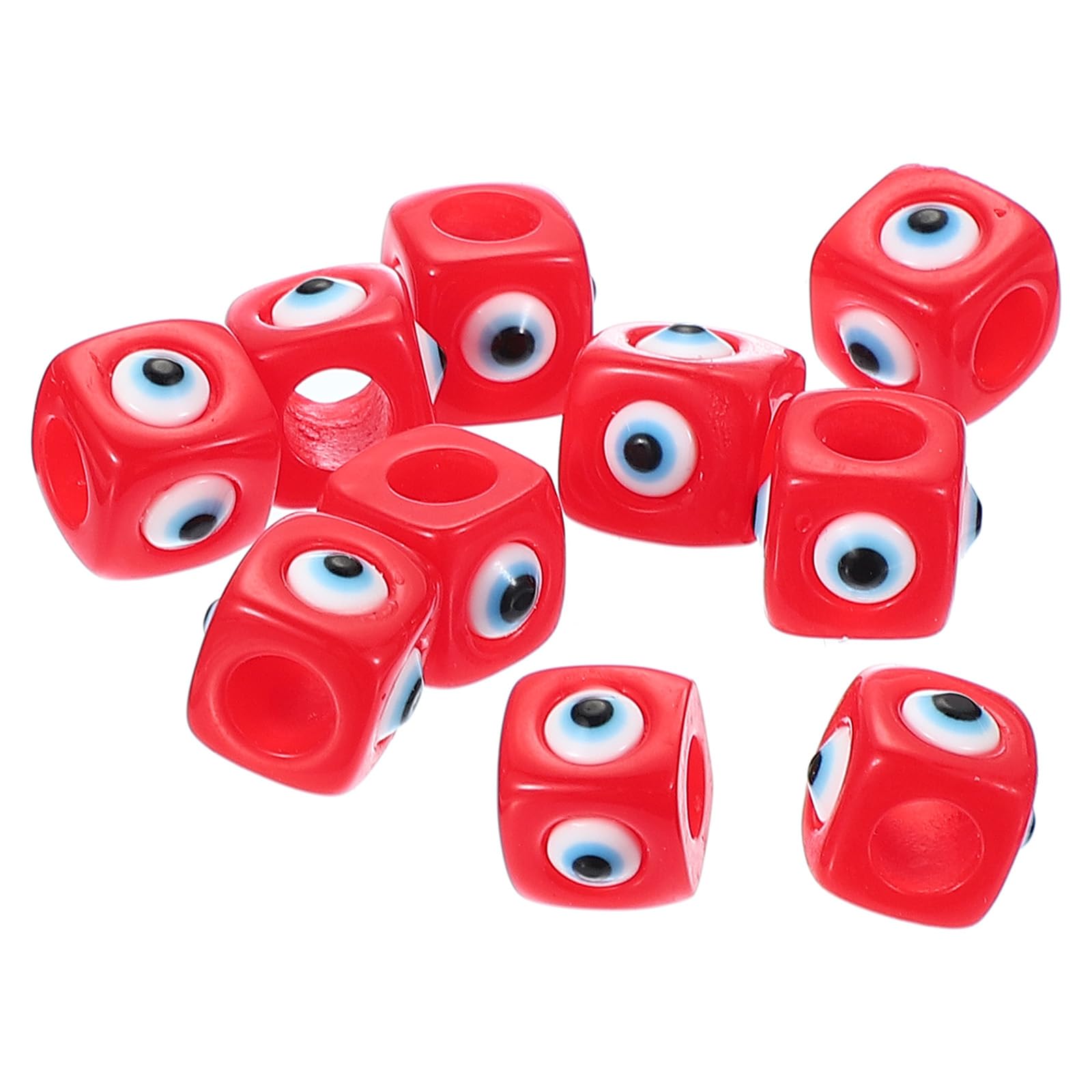 PATIKIL 12mm Evil Eye Beads, 20 Pcs Resin Turkish Evil Eye Charm Large Hole Beads Pendant Connector for DIY Art Craft Bracelet Necklace Earrings Making, Red